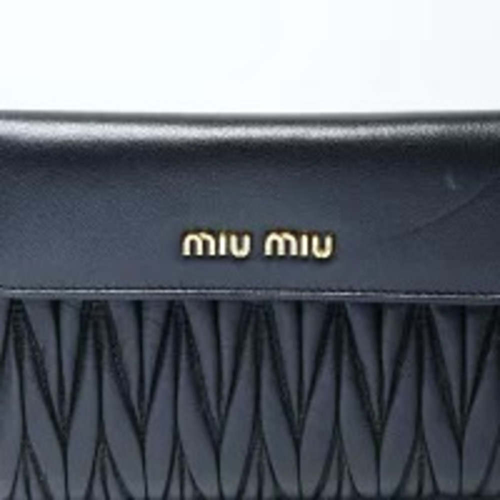Miu Miu Leather Matelasse Tri fold Wallet Black - Picture 7 of 10